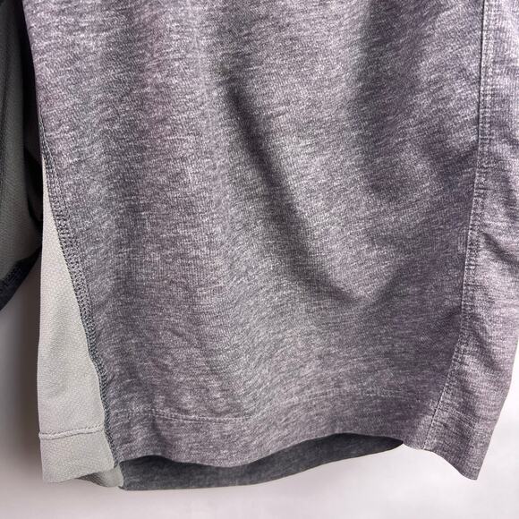 Lululemon Lined Training Shorts Gray Yellow Zip Mesh Pockets Men’s Large Workout - Picture 5 of 16